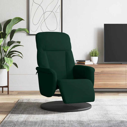 Poltrona Reclinabile con Poggiapiedi Verde Scuro in Velluto