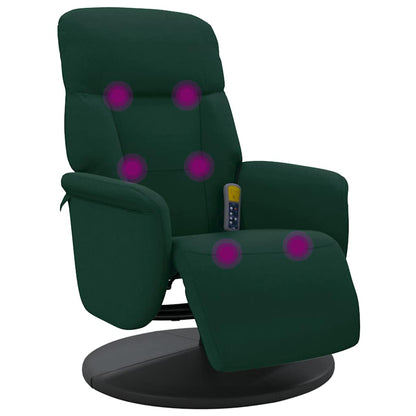 Poltrona Reclinante Massaggio Poggiapiedi Verde Scuro Velluto