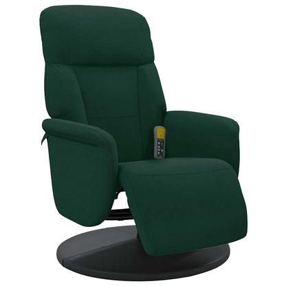 Poltrona Reclinante Massaggio Poggiapiedi Verde Scuro Velluto