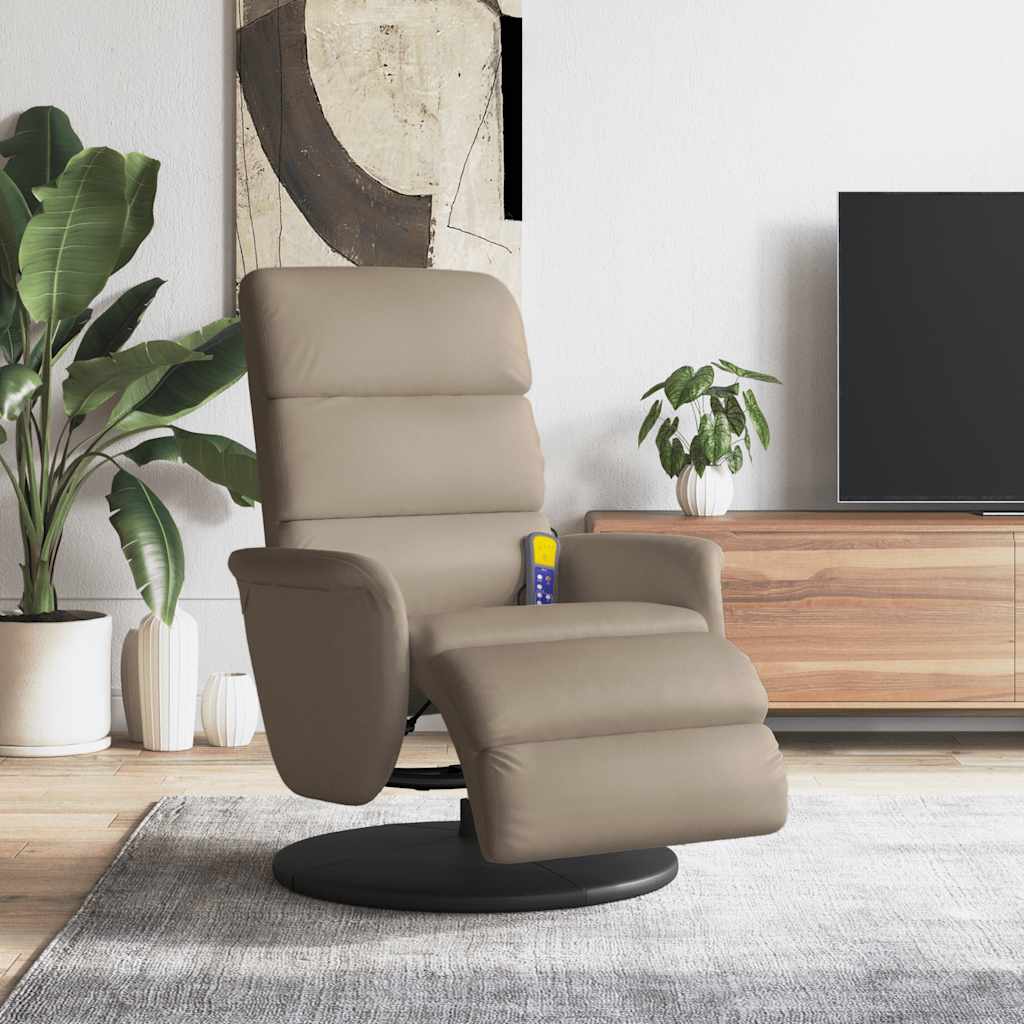 Poltrona Reclinabile Massaggi Poggiapiedi Cappuccino Similpelle