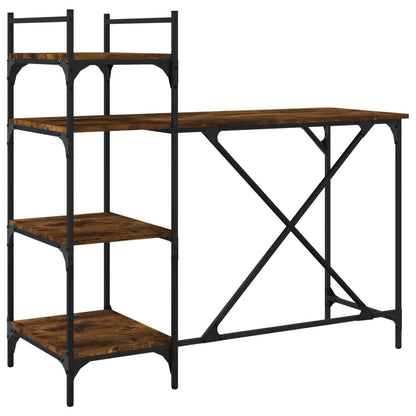 Scrivania per Computer con Scaffali Rovere Fumo 120x47x109 cm