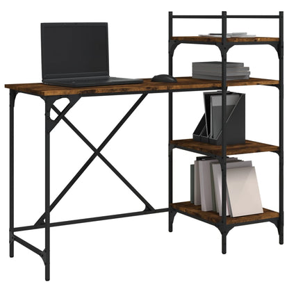 Scrivania per Computer con Scaffali Rovere Fumo 120x47x109 cm