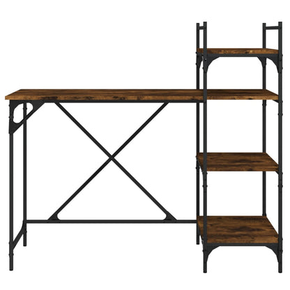 Scrivania per Computer con Scaffali Rovere Fumo 120x47x109 cm