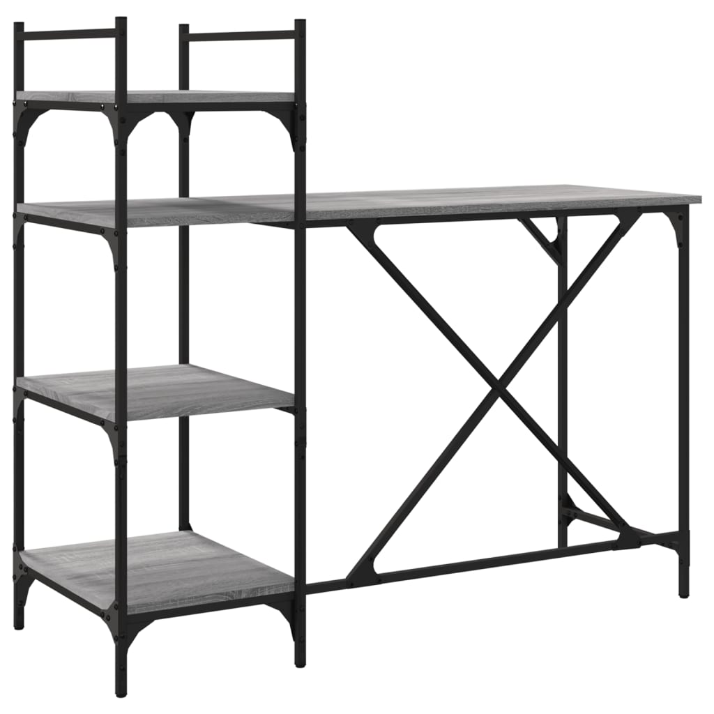 Scrivania per Computer con Scaffali Grigio Sonoma 120x47x109 cm