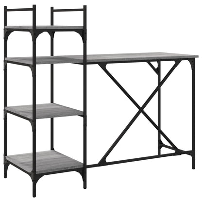 Scrivania per Computer con Scaffali Grigio Sonoma 120x47x109 cm