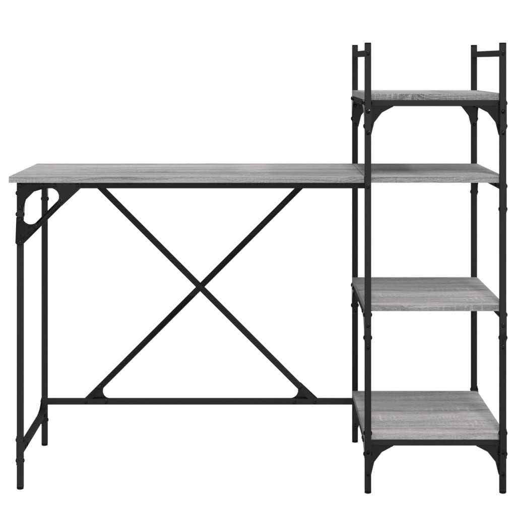 Scrivania per Computer con Scaffali Grigio Sonoma 120x47x109 cm