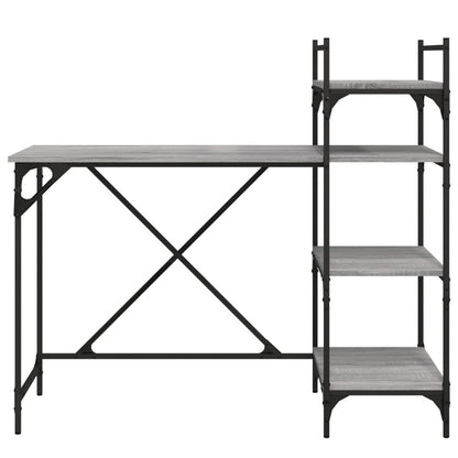 Scrivania per Computer con Scaffali Grigio Sonoma 120x47x109 cm