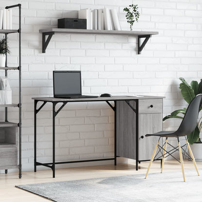Scrivania Computer Grigio Sonoma 131x48x75 cm Legno Multistrato