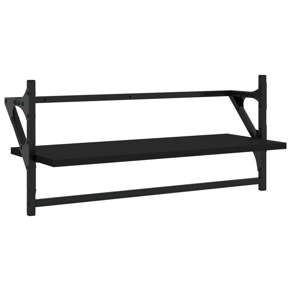 Mensole da Parete con Aste 2 pz Nere 65x25x30 cm