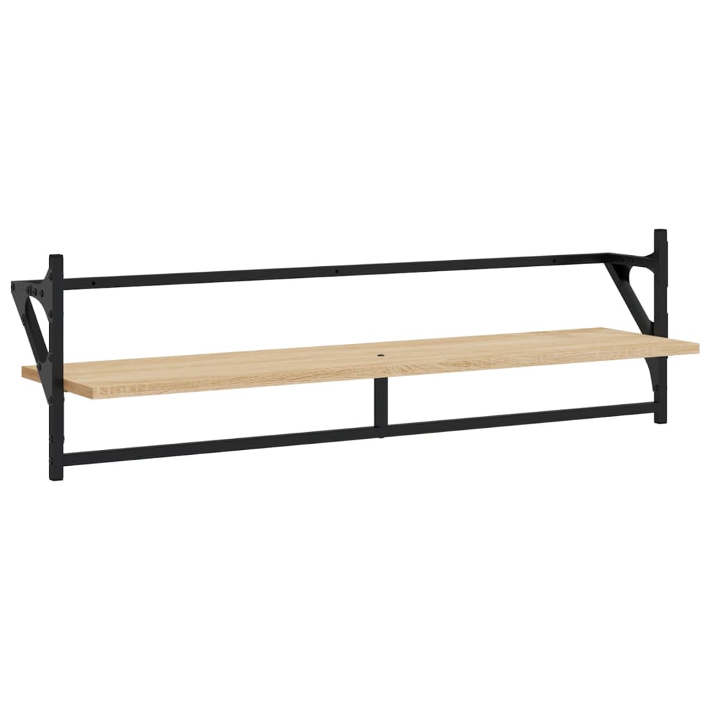 Mensole a Parete con Aste 2pz Rovere Sonoma 100x25x30 cm