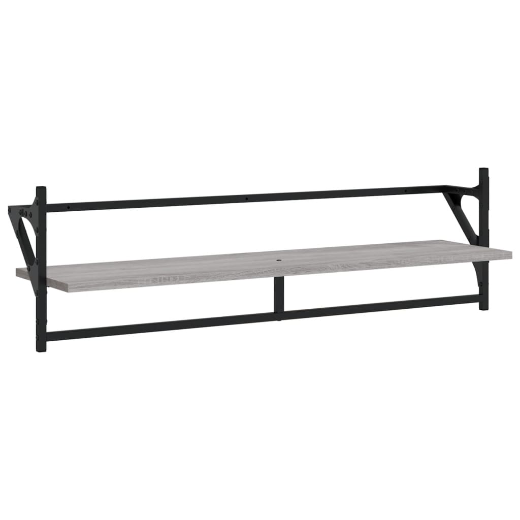 Mensole a Parete con Aste 2pz Grigio Sonoma 100x25x30 cm