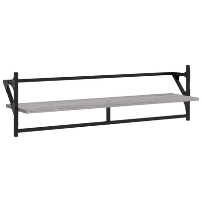 Mensole a Parete con Aste 2pz Grigio Sonoma 100x25x30 cm