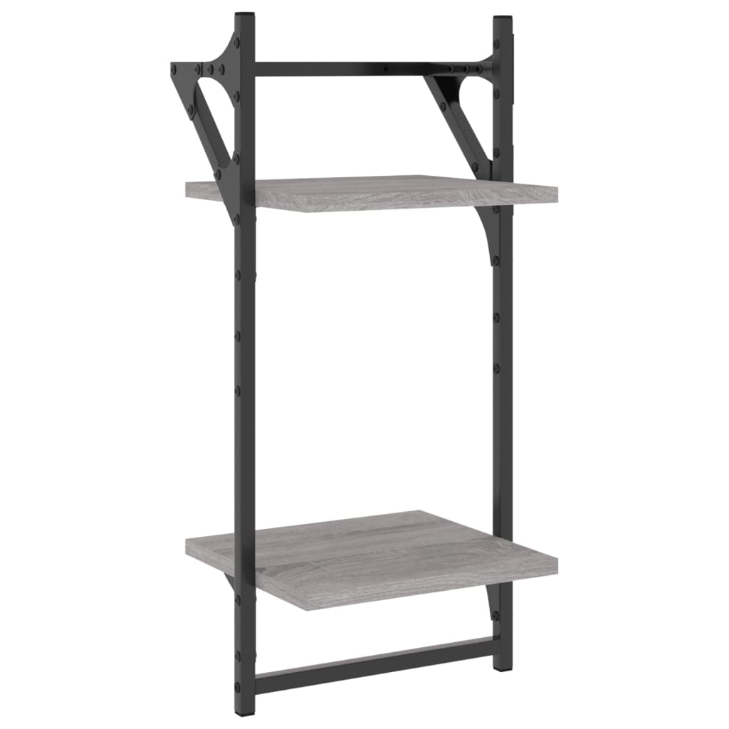 Mensole a Parete con Aste 2pz Grigio Sonoma 30x25x65 cm