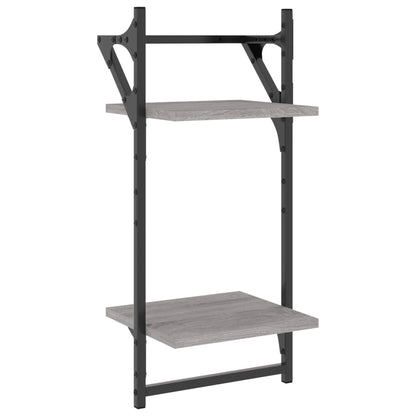 Mensole a Parete con Aste 2pz Grigio Sonoma 30x25x65 cm