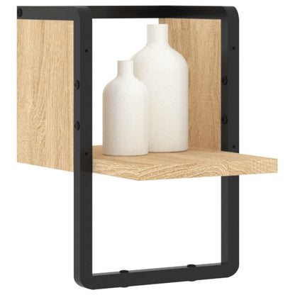 Mensola a Parete con Asta Rovere Sonoma 20x25x30 cm