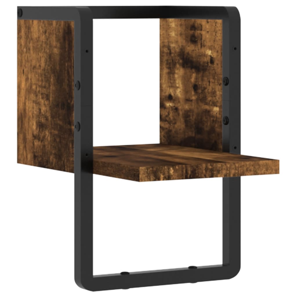 Mensola a Parete con Asta Rovere Fumo 20x25x30 cm