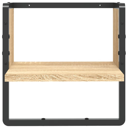 Mensola a Parete con Asta Rovere Sonoma 30x25x30 cm
