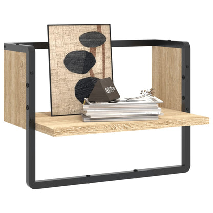 Mensola a Parete con Asta Rovere Sonoma 40x25x30 cm