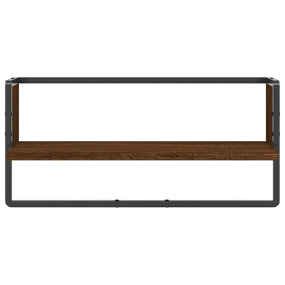 Mensola a Parete con Asta Rovere Marrone 65x25x30 cm