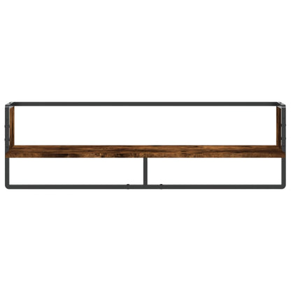 Mensola a Parete con Asta Rovere Fumo 100x25x30 cm