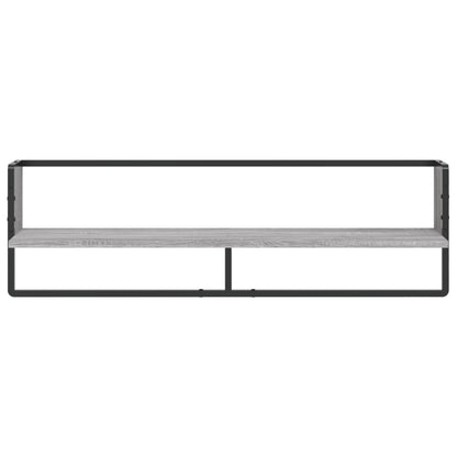 Mensola a Parete con Asta Grigio Sonoma 100x25x30 cm