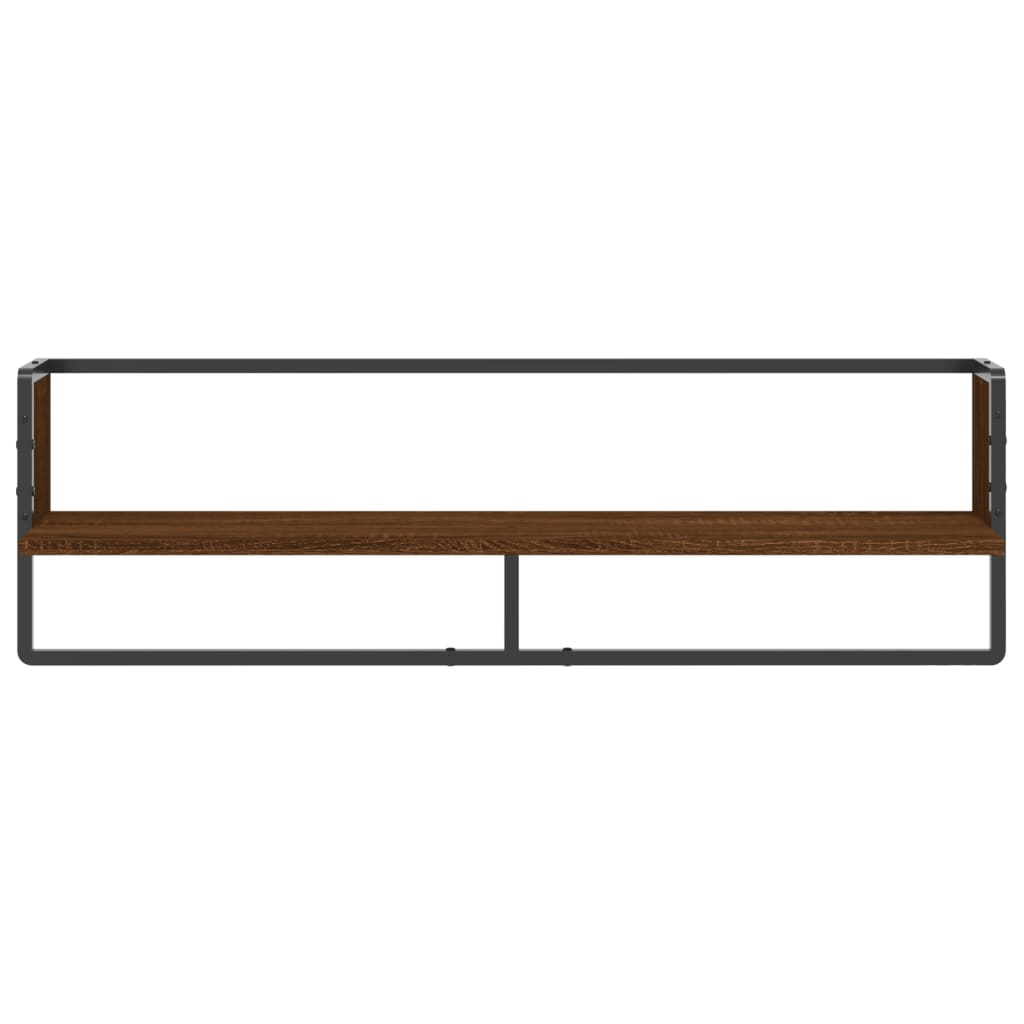 Mensola a Parete con Asta Rovere Marrone 100x25x30 cm