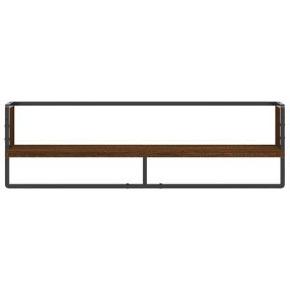 Mensola a Parete con Asta Rovere Marrone 100x25x30 cm