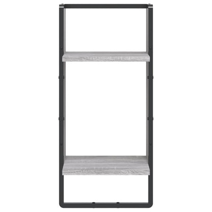 Mensola a Parete con Asta Grigio Sonoma 30x25x65 cm