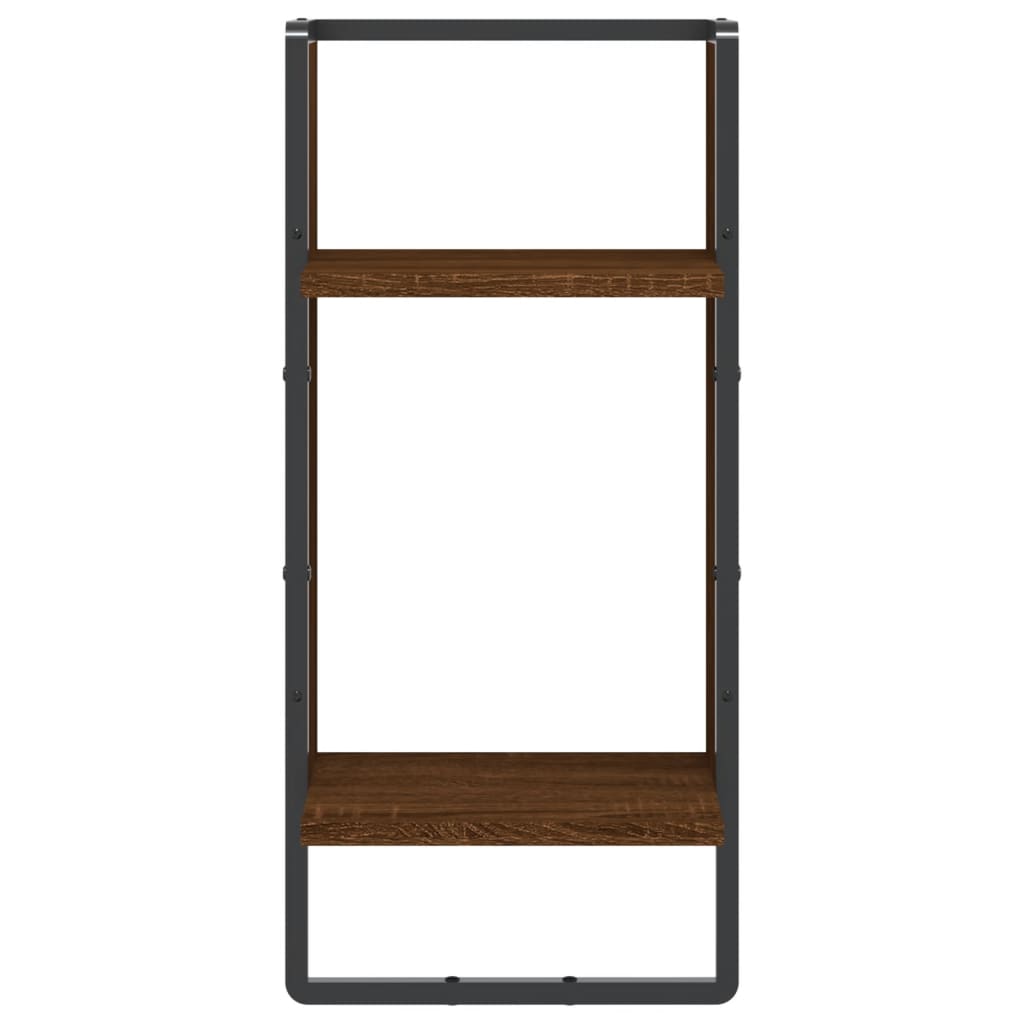 Mensola da Parete con Asta Rovere Marrone 30x25x65 cm