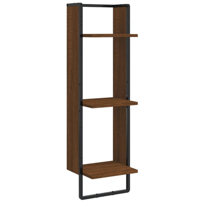 Scaffale Parete 3Ripiani Rovere Marrone 30x25x100cm Multistrato