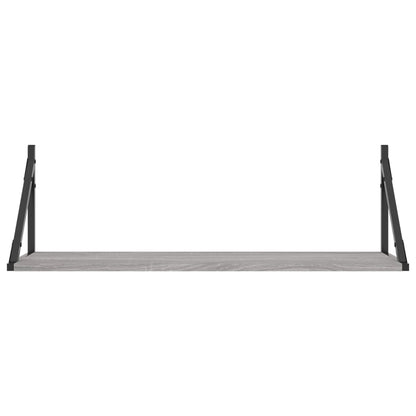 Mensole Parete 2pz Grigio Sonoma 80x25x25,5cm Legno Multistrato