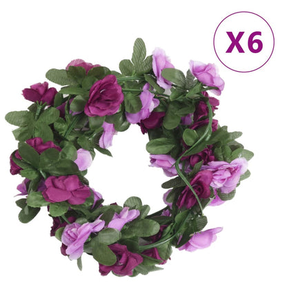 Ghirlande Fiori Artificiali Natale 6 pz Viola Chiaro 250 cm