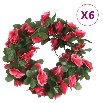 Ghirlande Fiori Artificiali Natale 6 pz Rosa Rossa 250 cm