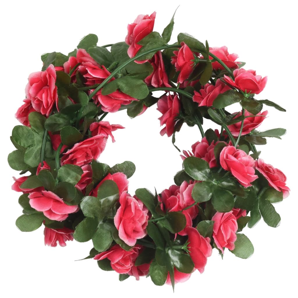 Ghirlande Fiori Artificiali Natale 6 pz Rosa Rossa 250 cm