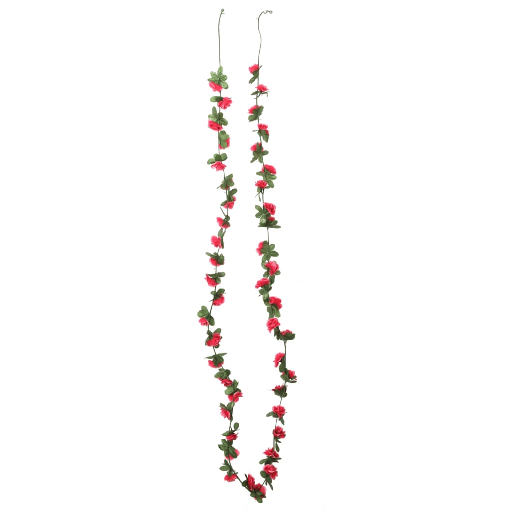 Ghirlande Fiori Artificiali Natale 6 pz Rosa Rossa 250 cm