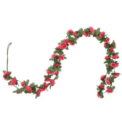 Ghirlande Fiori Artificiali Natale 6 pz Rosa Rossa 250 cm
