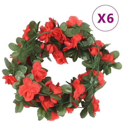 Ghirlande Fiori Artificiali Natale 6 pz Rosso Primavera 250 cm