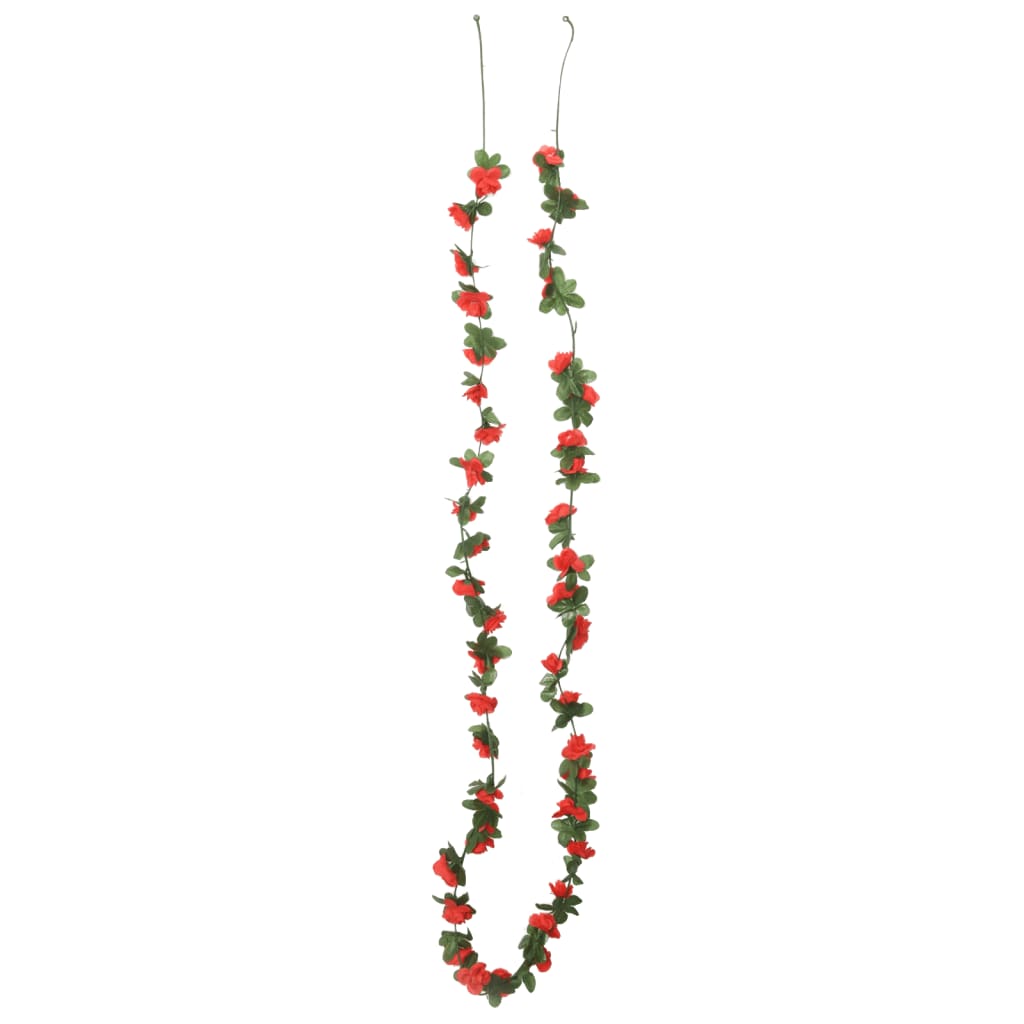 Ghirlande Fiori Artificiali Natale 6 pz Rosso Primavera 250 cm