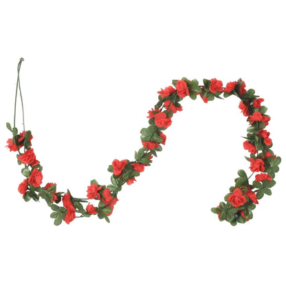 Ghirlande Fiori Artificiali Natale 6 pz Rosso Primavera 250 cm