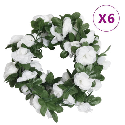 Ghirlande Fiori Artificiali Natale 6 pz Bianco Primavera 250 cm