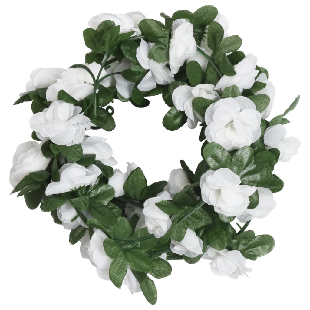 Ghirlande Fiori Artificiali Natale 6 pz Bianco Primavera 250 cm