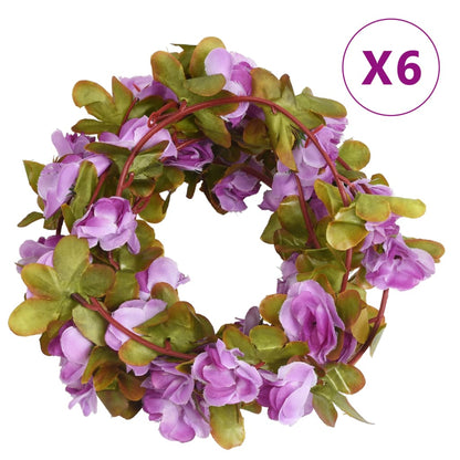 Ghirlande Fiori Artificiali Natale 6 pz Viola Chiaro 250 cm