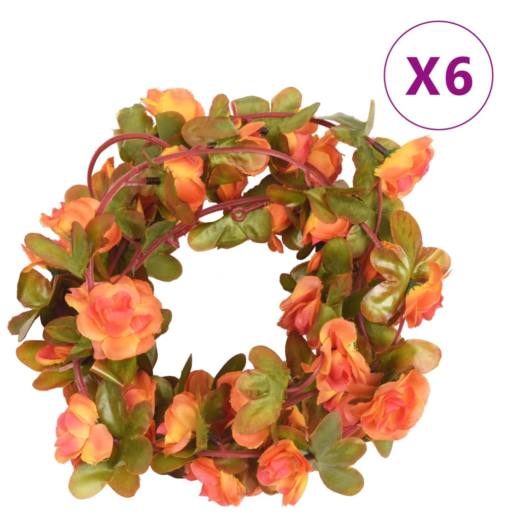 Ghirlande Fiori Artificiali Natale 6 pz Arancione 250 cm