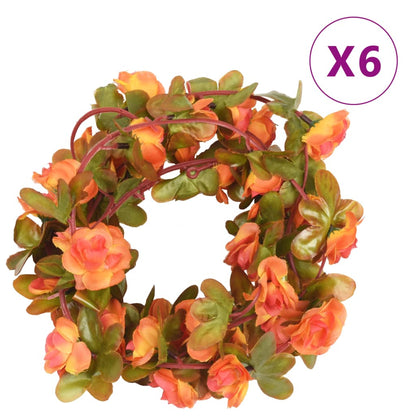 Ghirlande Fiori Artificiali Natale 6 pz Arancione 250 cm