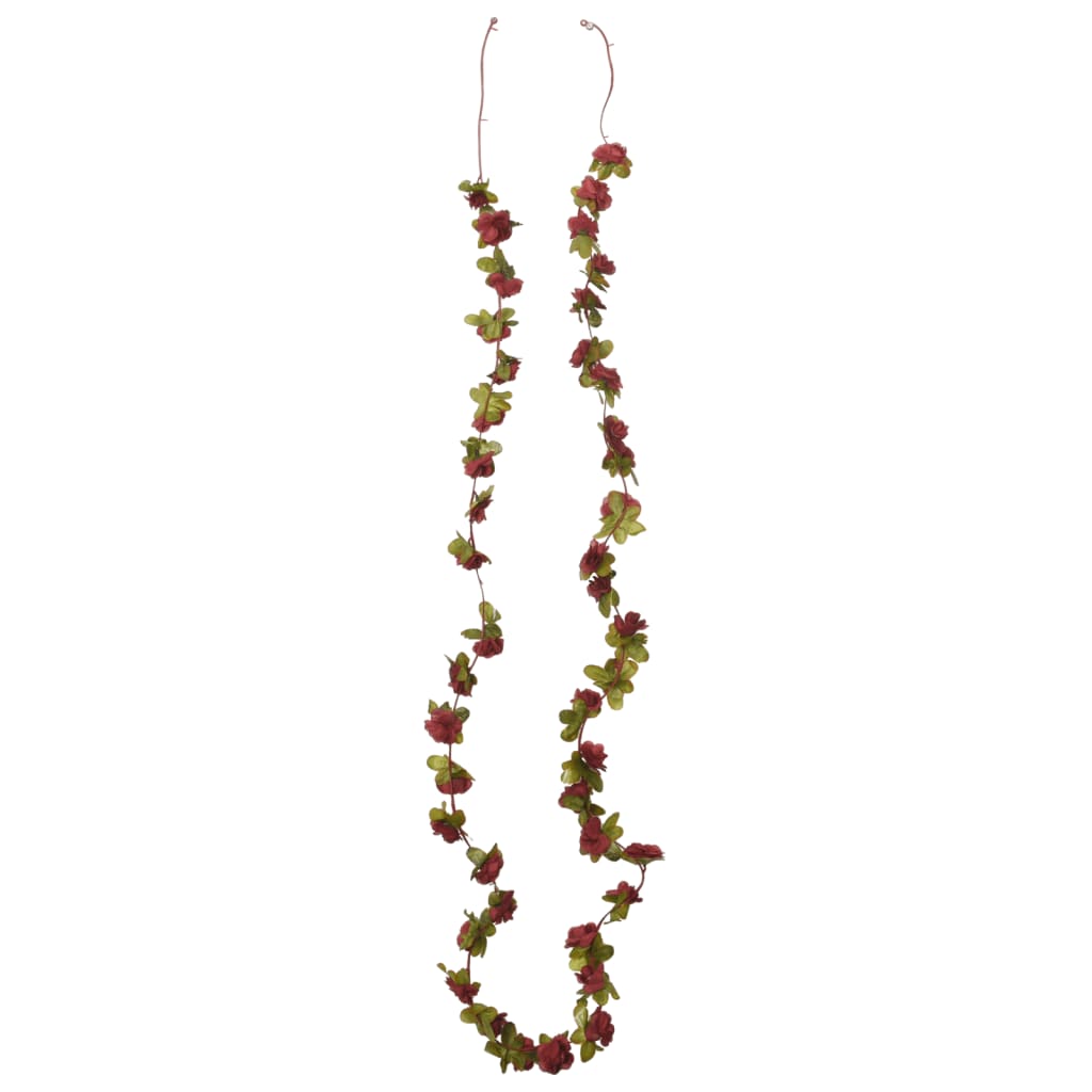 Ghirlande Fiori Artificiali Natale 6 pz Rosso Vino 250 cm