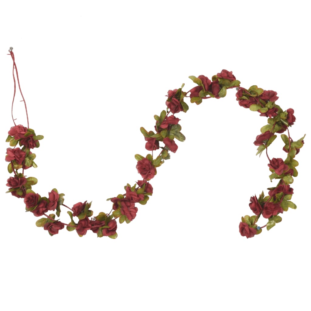Ghirlande Fiori Artificiali Natale 6 pz Rosso Vino 250 cm