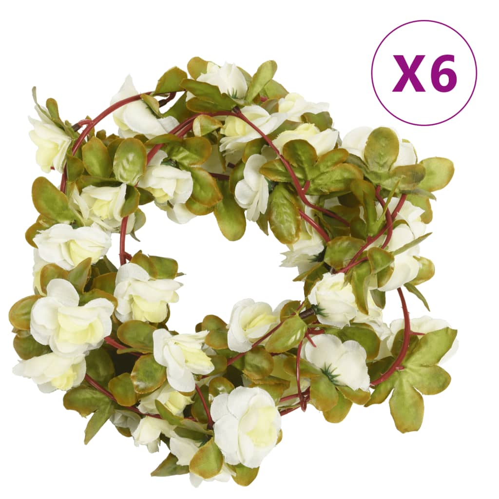 Ghirlande Fiori Artificiali Natale 6 pz Bianco 250 cm