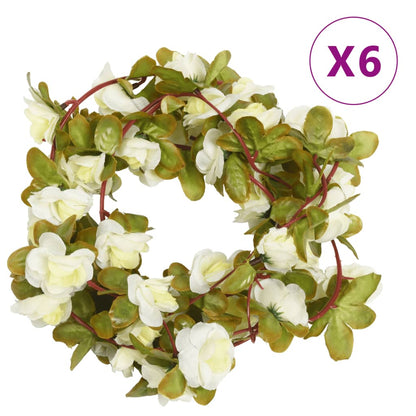 Ghirlande Fiori Artificiali Natale 6 pz Bianco 250 cm