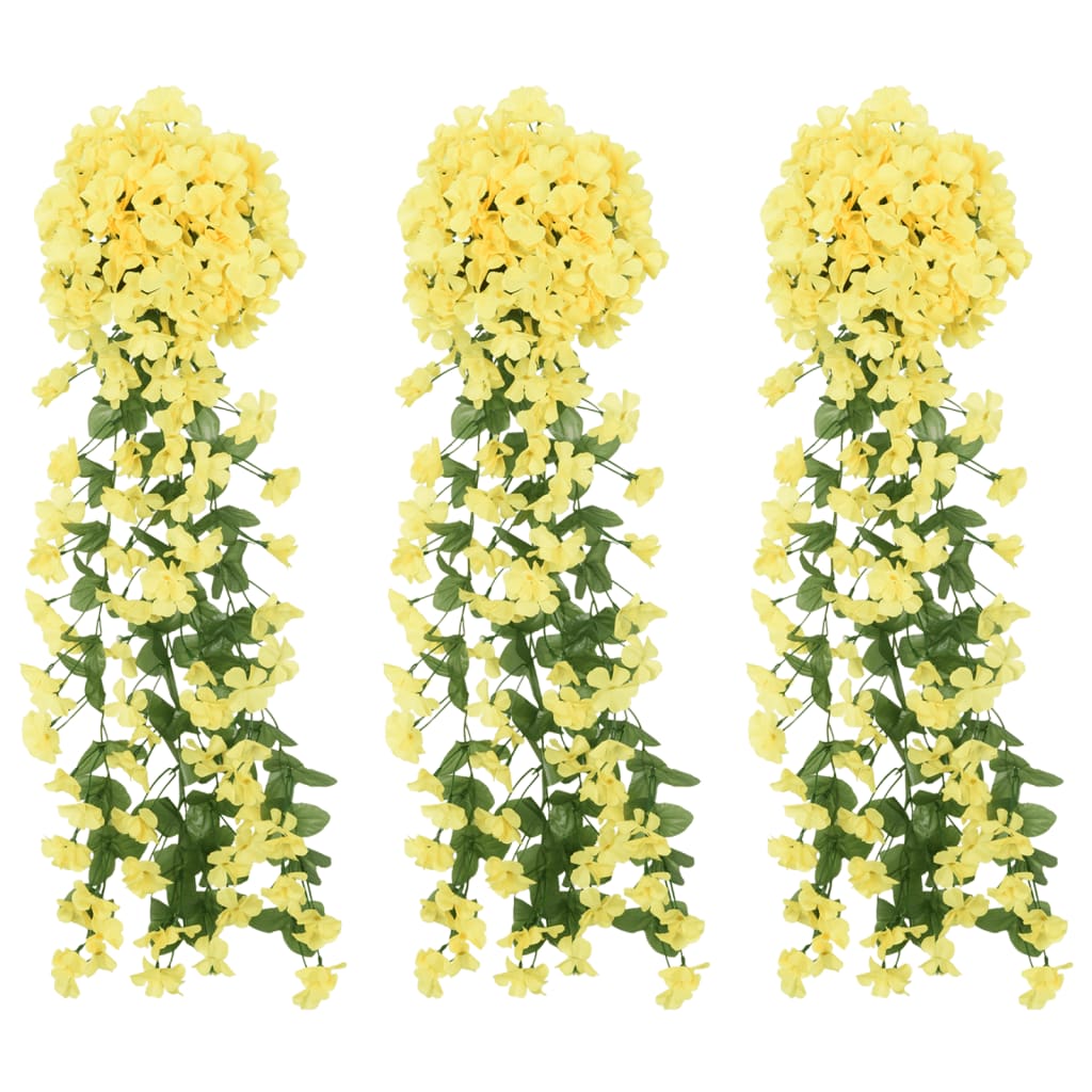 Ghirlande Fiori Artificiali 3 pz Giallo 85 cm