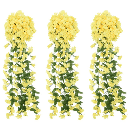 Ghirlande Fiori Artificiali 3 pz Giallo 85 cm